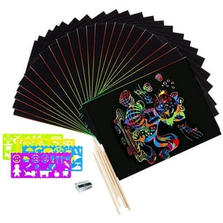 VHALE Scratch Art Rainbow Paper, with 15 Wooden Styluses, Children Creative  Arts and Crafts, 30 Sheets