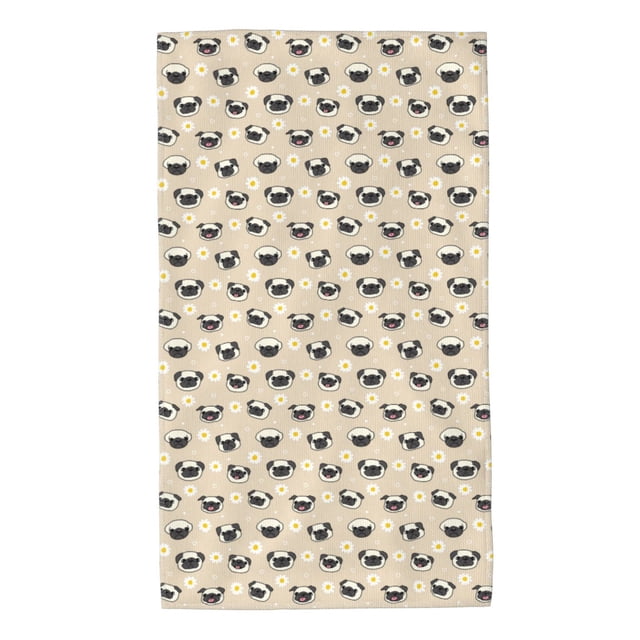 Balery Pug Dog Face Toalla de Microfibra Premium con Estampado – 27.5x16 pulgadas, Alta Absorción, Suave y Aterciopelada, Secado Rápido