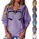 thumbnail image 4 of Sudadera Con Capucha Informal Para Mujer, Hombro Caído, Bolsillo Grande, Media Cremallera, Sudadera De Manga Larga Para Mujer, A La Moda Para Uso Diario, 4 of 6
