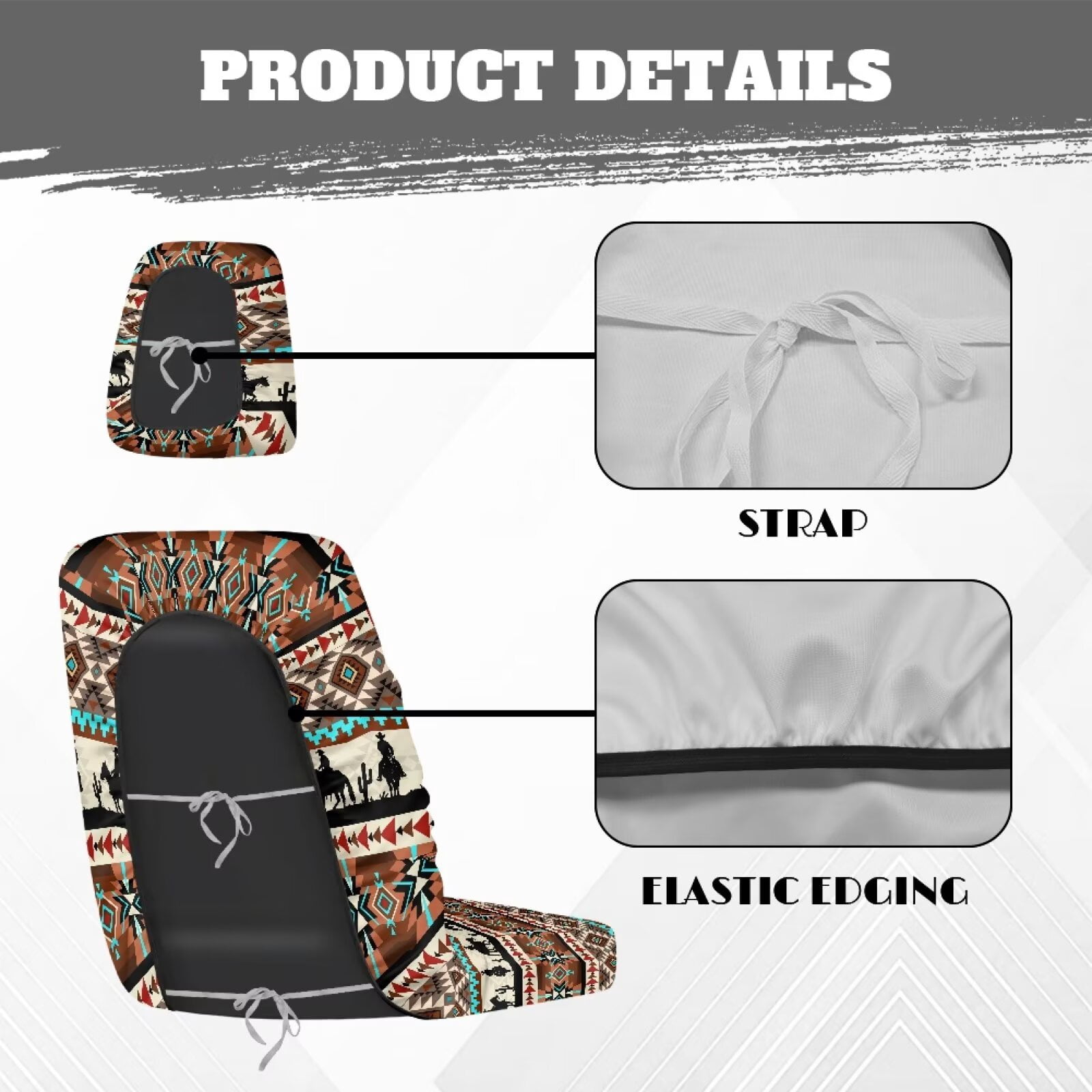 KUIFORTI Aztec Tribe UTV Seat Covers Seats Cover for UTV Compatible with Yamaha Rhino 700 660 450 2004-2021 Comfortable All-Season Protection Outdoor Seat Cover Set