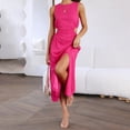 thumbnail image 2 of B91xZ Robes Printemps Été pour Femmes Décontractées Col en V Sans Manches Invité de Mariage Vacances Plage Longue Robe, Rose Vif m, 2 of 5