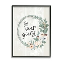 Stupell Industries Be Our Guest Greeting Charming Floral Wreath,16 x 20,Designed by Jennifer Ellory