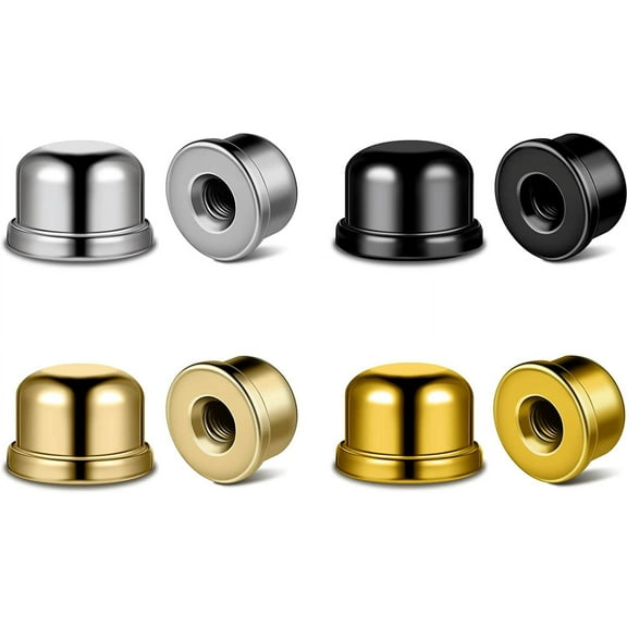 8 Pcs 1/2 Inch Lamp Finial Tapped 1/4-27 Lamp Finials Caps Knob Accessories Tall Plated Steel Finials for Light Shade Holder Harp Tops(Gold, Silver, Black, Bronze)