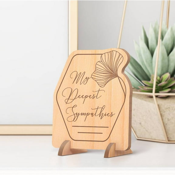 Personalized My Deepest Sympathies Wooden Memorial Card