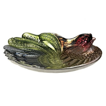 Zingz & Thingz 18" Green and Red Contemporary Rooster Glass Decorative Plate
