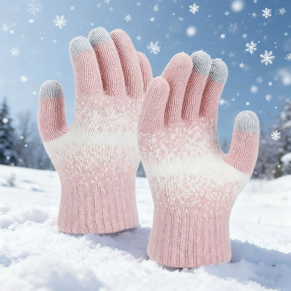 dazeni Winter Gloves for Women Cold Weather Cute Tie Dye Touch Screen Gloves Elastic Thermal Cuff Cheeky Knit Fleece Lined Warm Soft Stretch Gloves Pink Free Size