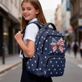 thumbnail image 4 of Yspwyqan American Star Flag Bow School Backpack for Kids, 17 Inch 600D Polyester Polka Pot Bookbag, Multi-Pocket Fits 15.6 Laptop for Elementary Middle Travel, 4 of 7