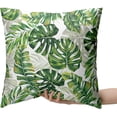 thumbnail image 2 of Summer Green Leaves Throw Pillow Cover 18x18 Tropical Palm Leaf Pillow Covers Summer Farmhouse Decorative Pillow Covers for Couch Outdoor Living Room Patio Set of 2, 2 of 6