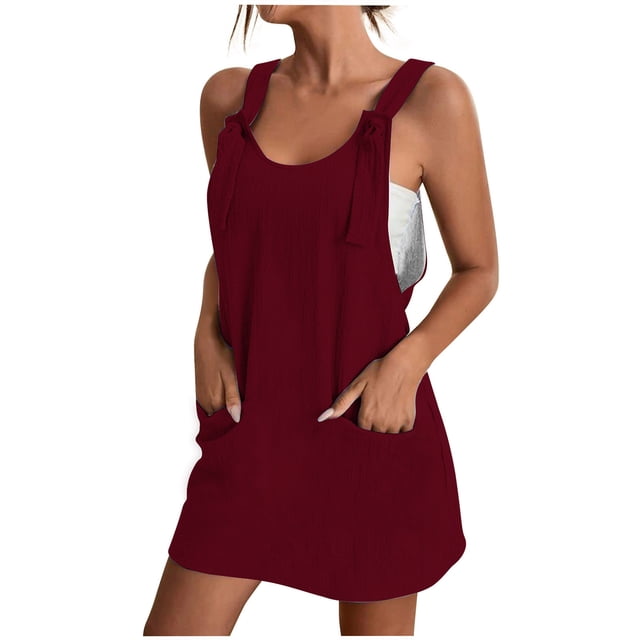 Robe d'Été pour Femmes Aguichant Mode Femmes Décontractée Confortable Aguichant Couleur Unie Poche Robe d'Été à Bretelles Robe d'Été pour Femmes avec Manches Robe d'Été avec Manches pour Femmes