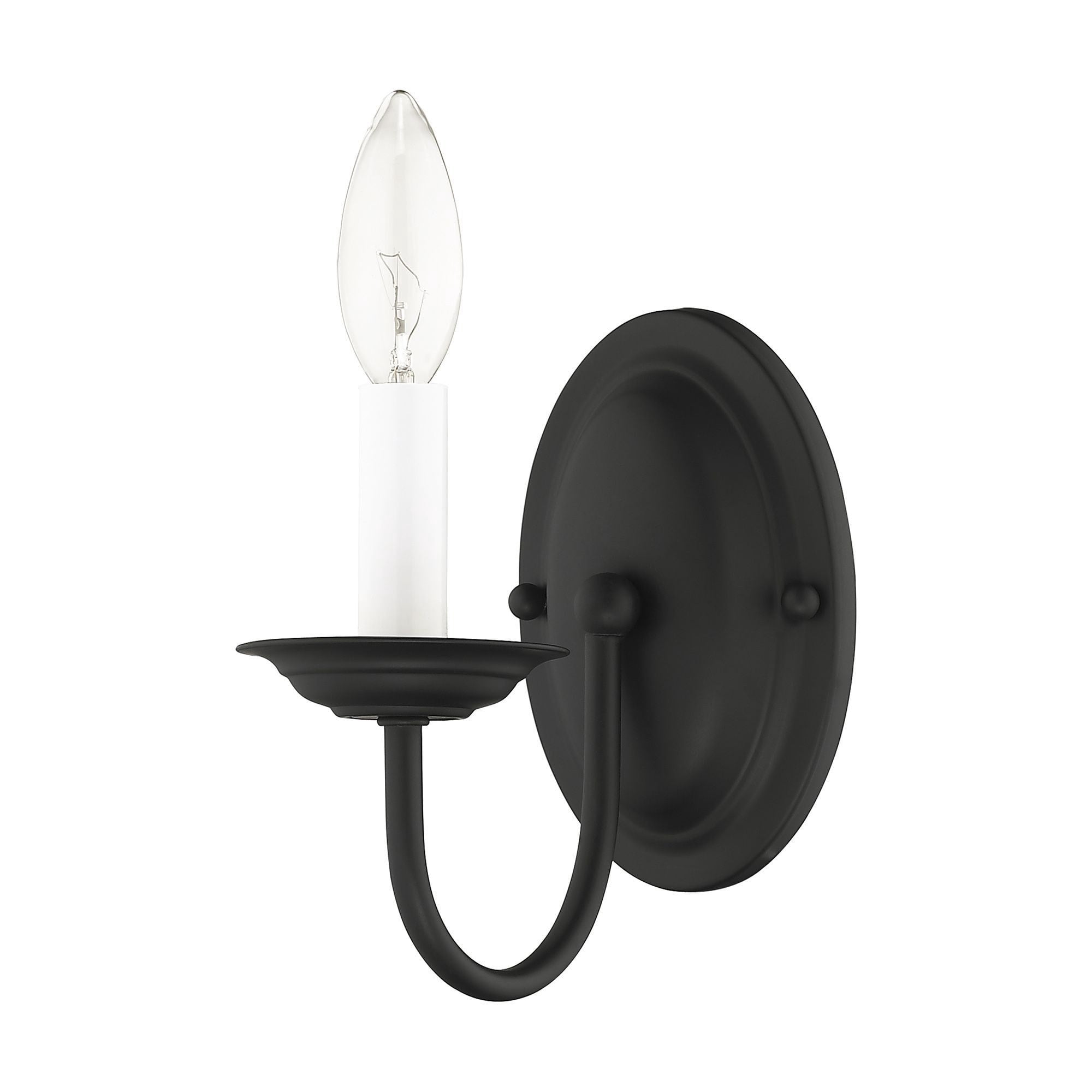 4151-04 Livex Lighting Home Basics - 1 Light Wall Sconce in Farmhouse Style - 4.25 Inches wide by 7 Inches high-Black Finish