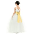 thumbnail image 2 of Ekidsbridal Girl Bridesmaid Flower Girl Dress - V-Neck Ivory Tulle Dress with Tiebow 218noFT-A (Size: 2-12), 2 of 4