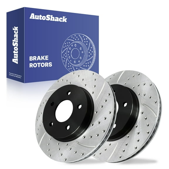 AutoShack Front Vented Drilled & Slotted E-Coated Brake Rotors 2-PC Set Replacement for 2002-2007 Saturn Vue 2005-2006 Chevrolet Equinox 2006 Pontiac Torrent ShadowGuard 11.65" (296 mm)