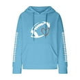 thumbnail image 4 of Blue Sweaters for Women's Rugby Print Fashionable Hooded Sweatshirt Womens Fall Fashion 2025, 4 of 4