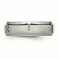thumbnail image 3 of Chisel  Titanium Polished 1/5 Carat Diamond Ridged Edge 7mm Band, 3 of 7