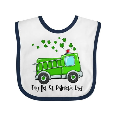 

Inktastic My 1st St. Patrick s Day Green Fire Truck with Clovers Gift Baby Boy or Baby Girl Bib