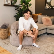 Big Joe Milano w/ Vibe Vibrating Massage Bean Bag Chair for Kids, Teens, Adults, Lunar Gray Hyde, Vegan Suede, Lightweight Seat for Reading Nook and Gaming, 2.5 foot Refillable