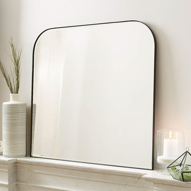 EGHOME Contemporary 30x34'' Black Arched Mirror Arch Large Matt Black