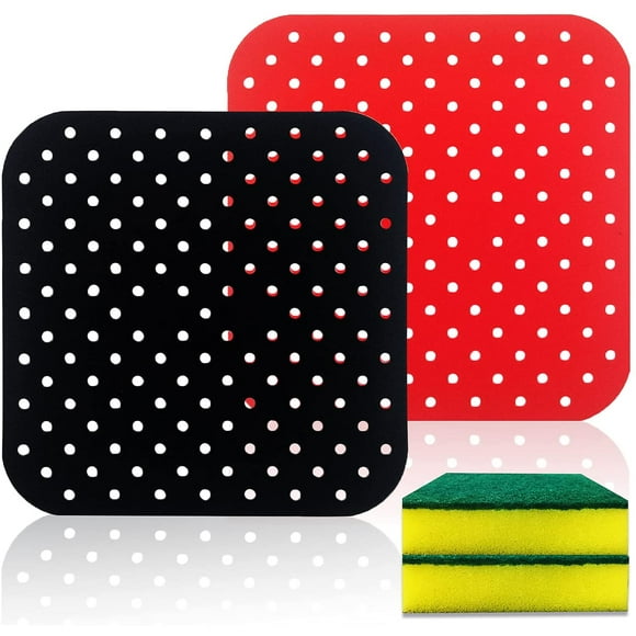 Reusable Air Fryer Liners - 7.5 Inch Square, The Original Non-Stick Silicone Air Fryer Mats | Air Fryer Accessories For NINJA, GOURMIA, POWER XL, CHEFMAN, and More | BPA Free (Square, 7.5inch)