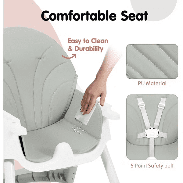 TUMAJUP 6- in -1 Baby High Chair with 5 -Point Safety Harness-Green