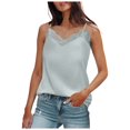 thumbnail image 5 of Wovix Womens Satin V Neck Tank Top Lace Trim Cami Spaghetti Strap Camisole Sleeveless Solid Trendy Shirt M, 5 of 5