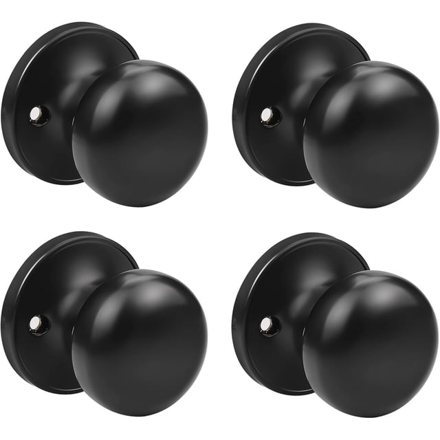 Matte Door Knob Passage Function Passage Door Knob for Hall and Closet Door Lockset NonLocking Round Ball Doorknob Colonial Style Door Handle Knob Left and Right Open