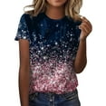 thumbnail image 1 of TSADFHJI Chandails pour Femmes en Coton Mode Décontractée pour Femmes Dégradé à Paillettes Imprimé Col Rond T-Shirt Ample, 1 of 5