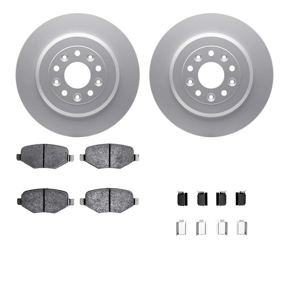 Dynamic Friction Company Rear Geospec Brake Rotors with 5000 Advanced Brake Pads includes Hardware 4512-99087