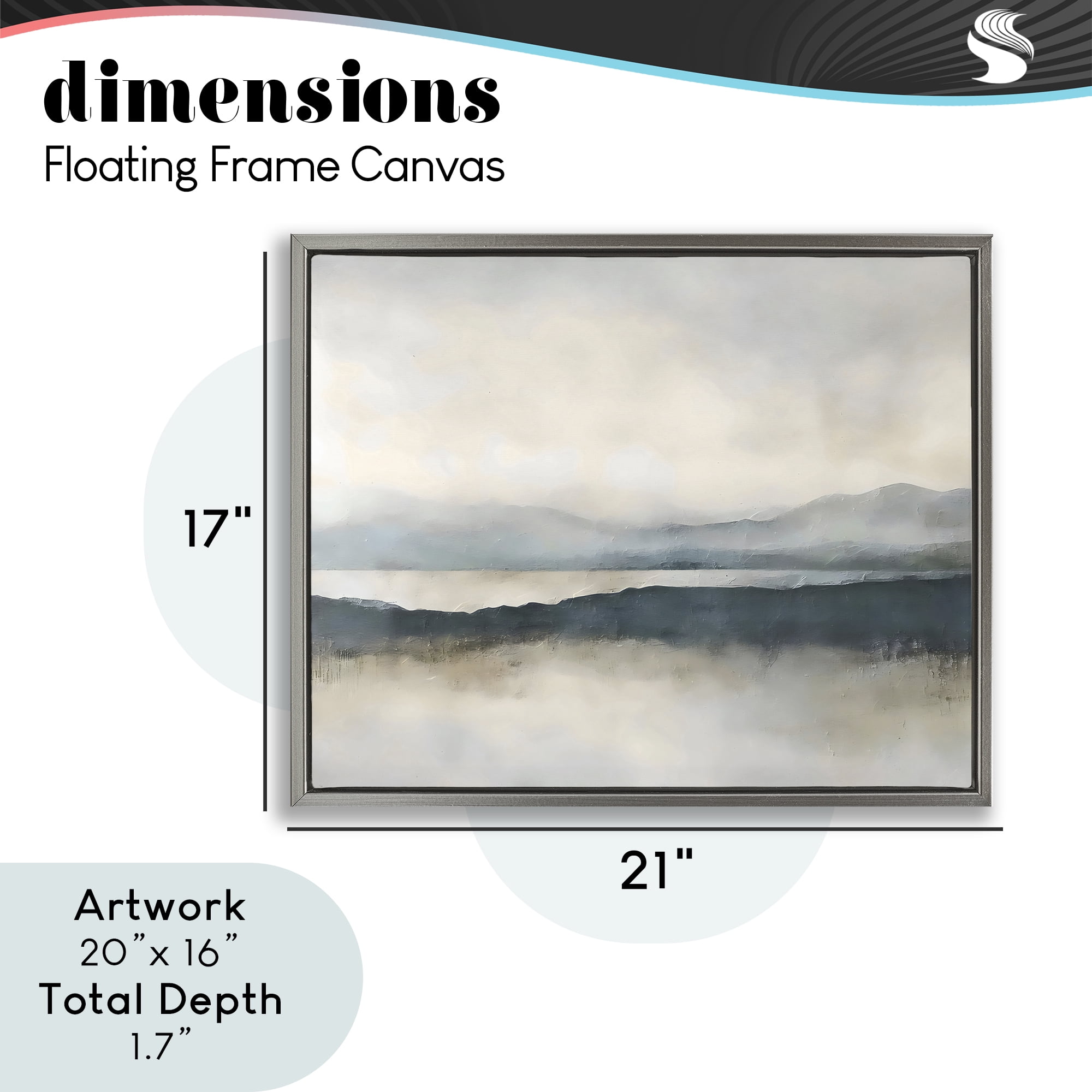 Stupell Industries Muted Horizon Mountainscape Gray Framed Floater Canvas Wall Art, design by Riley B