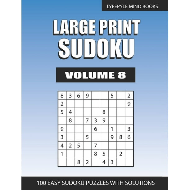 lyfepyle easy sudoku puzzles large print sudoku easy large print sudoku volume 8 paperback walmart com walmart com