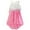 Pink, variant on Girls Dress Lace To Chiffon Striped Black White Tied Waist 7