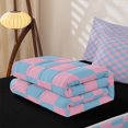 thumbnail image 5 of Erosebridal Kawaii Checkered Zipper Twin Comforter Sets with Fitted Sheet and 2 Pillowcases for Girls, Pink Blue Square Grid Zipper Bedding Set, Black Reversible, 4-Piece, 5 of 7