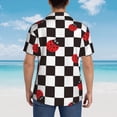 thumbnail image 6 of Goofa Ladybugs Of Black And White Checkers Hawaiian Shirt for Men, Unisex Summer Beach Casual Short Sleeve Button Down Shirts,Aloha Tropical Floral print shirt-, 6 of 9