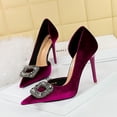 thumbnail image 4 of Zapatos de boda de gamuza gruesa con tacones finos para mujer, con punta hueca, de metal, con hebilla de diamante en el agua, para banquetes, 4 of 5