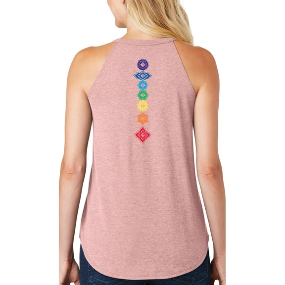 Women's 7 Floral Chakras Yoga Tank Top (back print), Extra Small Blush