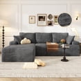thumbnail image 3 of 104" Modular L-Shaped Sectional Sofa, No Assembly Required Boneless Sofa with Chaise, High Resilience Foam & Corduroy Fabric, for Living Room Bedroom,(Charcoal), 3 of 12