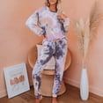 thumbnail image 6 of Women’s Tie Dye Two Piece Pajamas Set Long Sleeve Pullover Sweatshirt with Long Pants Cozy Sleepwear Loungewear, 6 of 7
