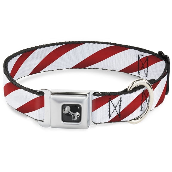 Buckle-Down Pet Collar, Dog Collar Metal Seatbelt Buckle, Candy Cane, 16 to 23 Inches 1.5 Inch Wide