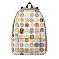 thumbnail image 1 of Kawaii Donut Lover School Backpack, Colorful Doughnut and Coffee Pattern Lightweight Travel Backpack for Daily Commuting and Travel, 1 of 4