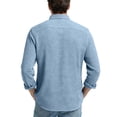 thumbnail image 4 of Men's Casual Long Sleeve Waffle Knit Button Down Solid Color Pocket Shirt for Spring Fall Casual Style,Sky Blue,XL, 4 of 4