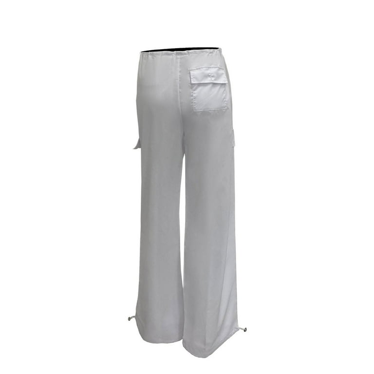Ruched Waistband Wide Leg Gaucho Pants in Gray