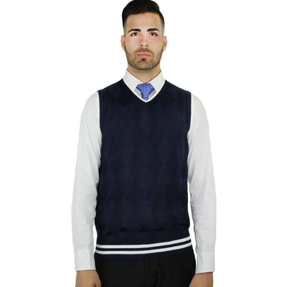 Blue Ocean Mens Contrast Trim Argyle Sweater Vest (sv-268)