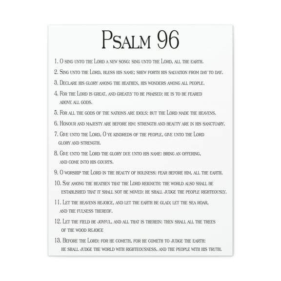Scripture Walls Psalm 96 Proclaiming His Glorious Wonders White Bible Chapter Canvas Christian Wall Art Ready to Hang Unframed