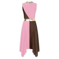 thumbnail image 4 of ranrann Womens Color Block Liturgical Dance Dress Sleeveless Asymmetrical Hem Dresses Dancewear Pink&Brown XL, 4 of 7