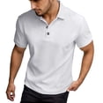thumbnail image 5 of Men's Polo T Shirts Short Sleeve Quarter Button Up Tee Shirt Loose Fit White Mens Golf Shirts, 5 of 5