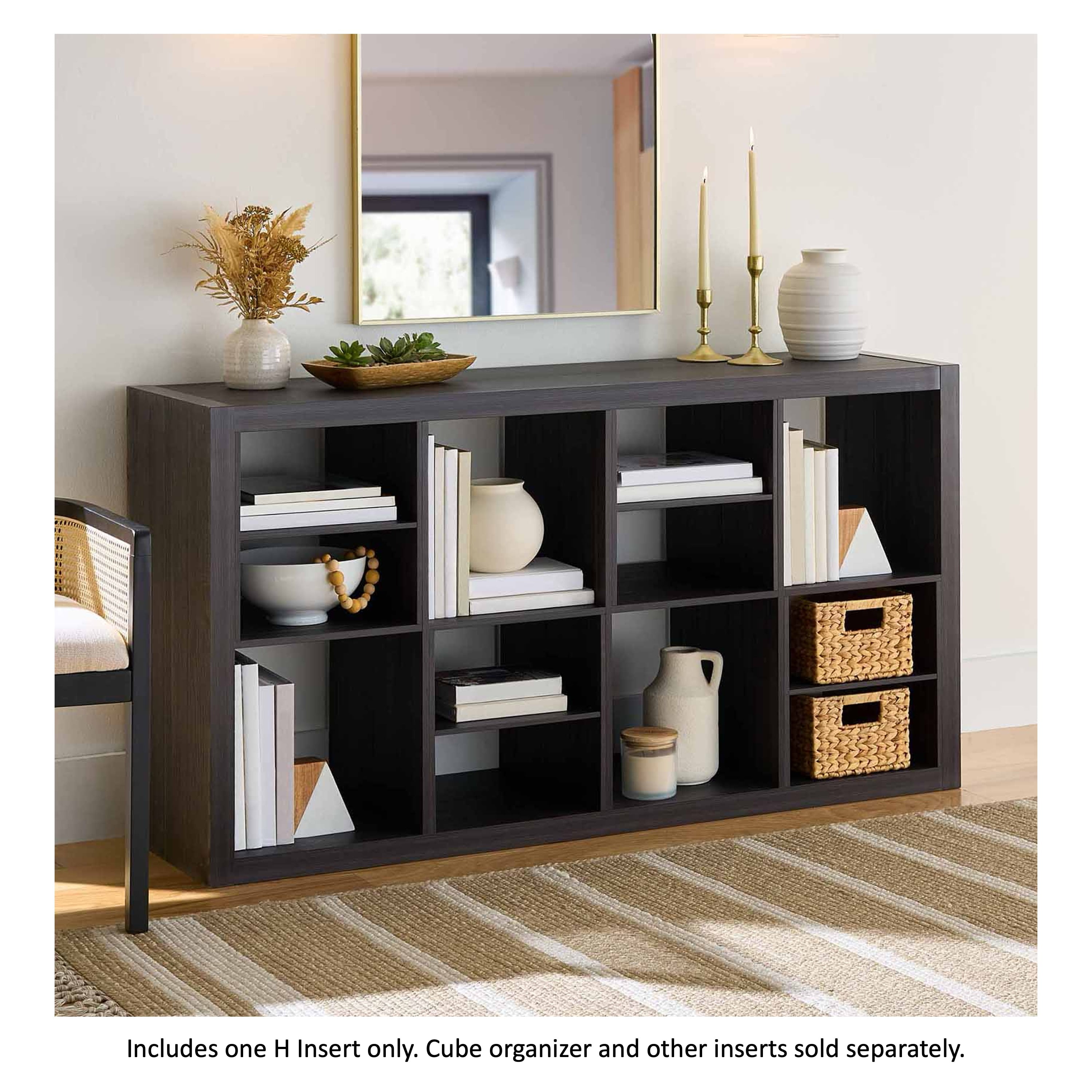 (4 pack) Better Homes & Gardens H Shelf Insert for Cube Organizers, Tobacco Oak