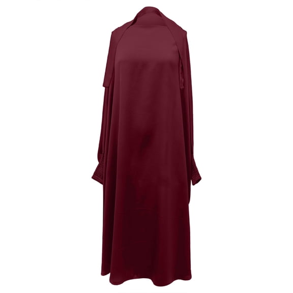 XXWXYD Toddler Musli𝗆 Dress, Solid Abaya Hijab Long Sleeve Dresses with Bow Tie Skirts for Kids Girls, Modest Comfy Prayer Outfit Eid Fashion