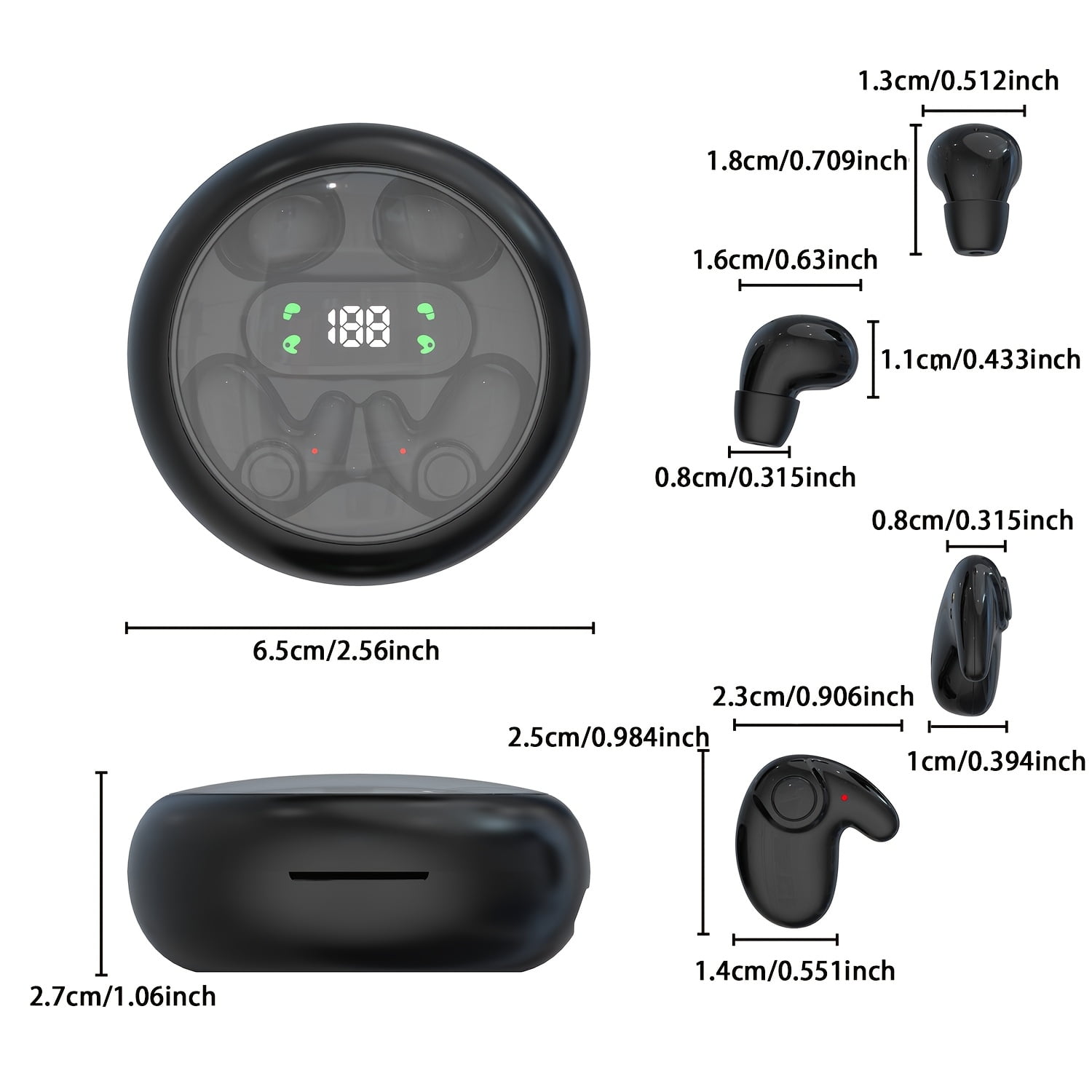 Invisible Mini Sleep Earbuds, 2 Pairs Wireless Bluetooth Earbuds with Long Battery, Hi-Fi Sound, Noise Reduction, Touch Control, Digital Display for Sports Office Sleep, Compatible All Smartphones