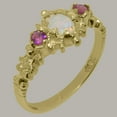 thumbnail image 2 of LBG British Made 9k Yellow Gold Womens Ring Natural Opal & Pink Tourmaline Anniversary Ring - 33 size options - Size 7.5, 2 of 9