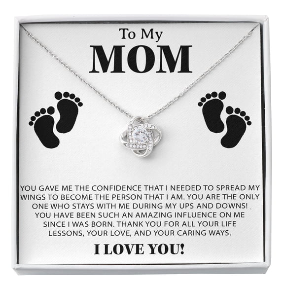 To My Mom Mother Day Birthday Necklace, A Meaningful Necklace Perfect For Anniversaries, Birthdays, Valentine V6541, White Love Knot Necklace