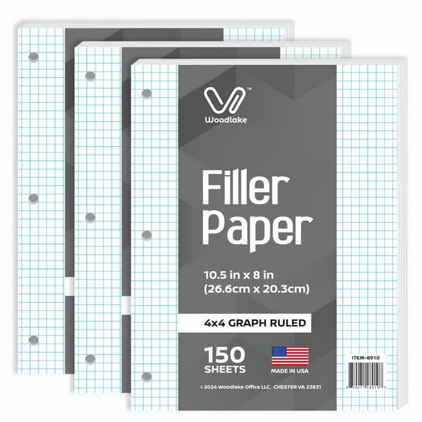 Papel cuadriculado con hojas sueltas Woodlake, 4x4, cuadriculado, 21 x 27 cm, 450 s.